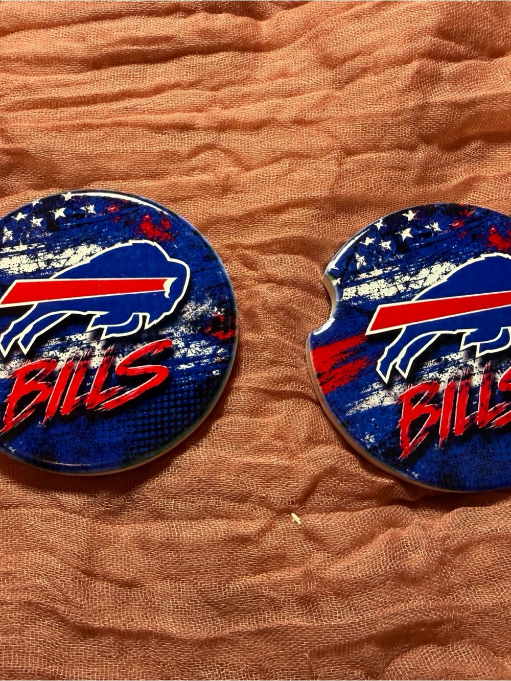 Buffalo Blue Round Car Coaster Set - Team Logo Drink Holders